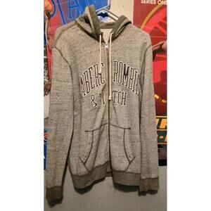 VINTAGE ABERCROMBIE & FITCH GREY ZIP-UP HOODIE MENS SZ LARGE 🔥 RARE CLEAN